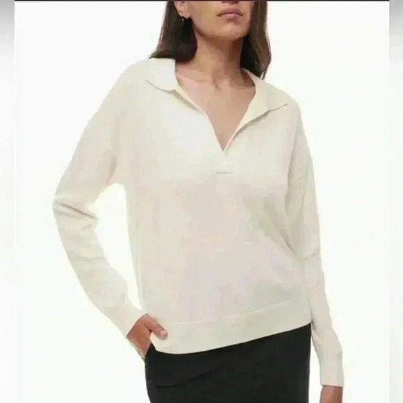 Aritzia Wilfred Clara 100% Merino Wool‎ Sweater Light Birch M - Picture 2 of 9